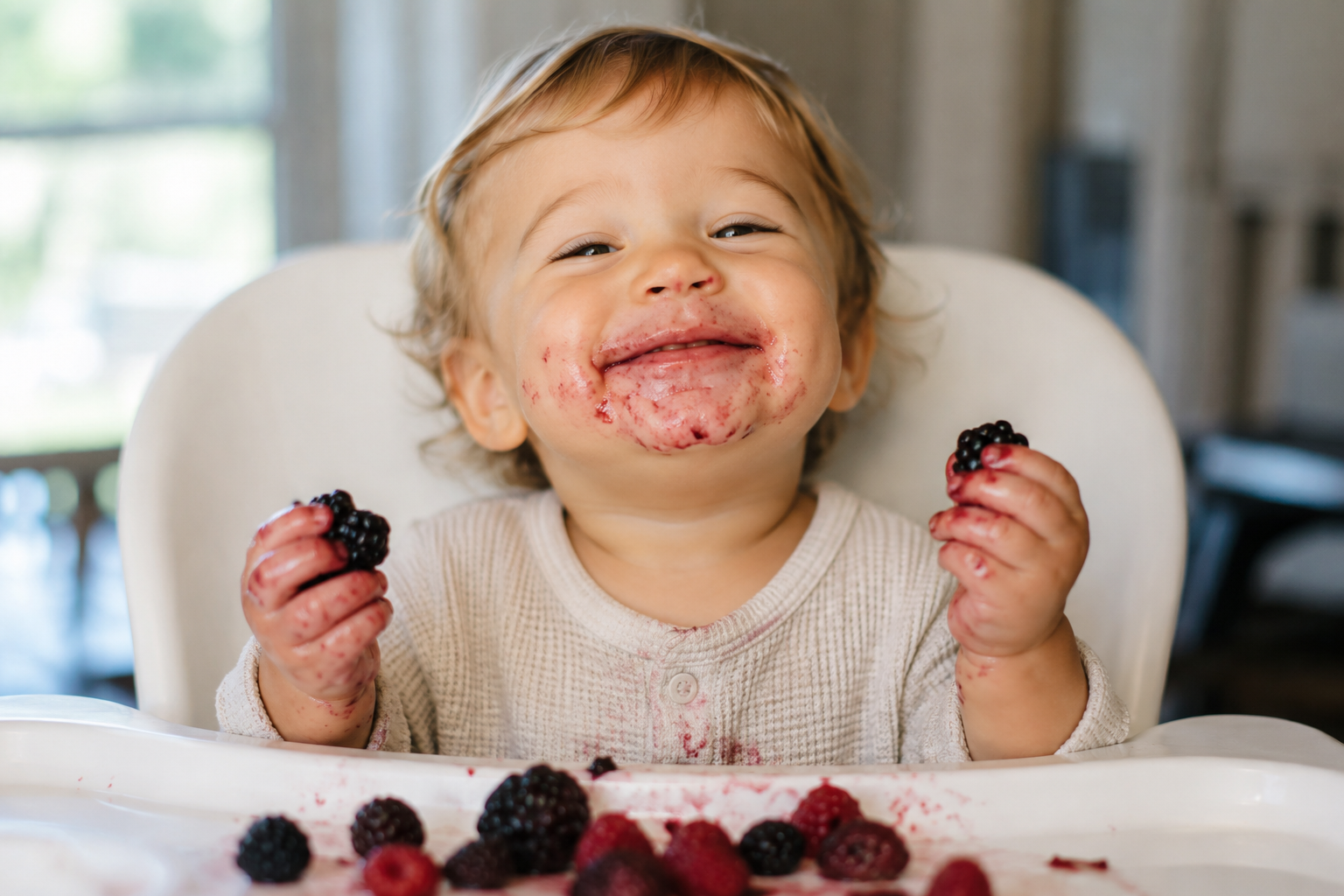 A happy child enjoying fresh local berries